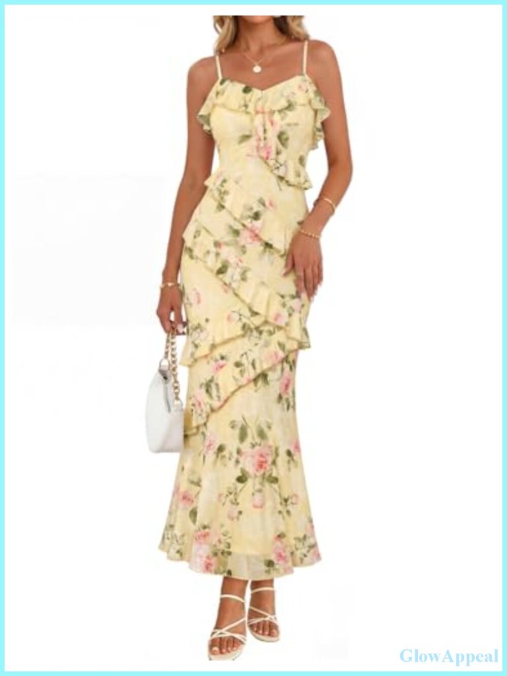Floral Maxi Wedding Guest Dress Spaghetti Strap Backless Cocktail